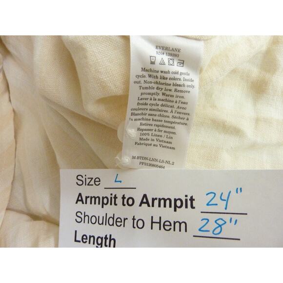 NWT Everlane Linen Shirt Button Down Top Size L Striped Blush Pink - Picture 6 of 6